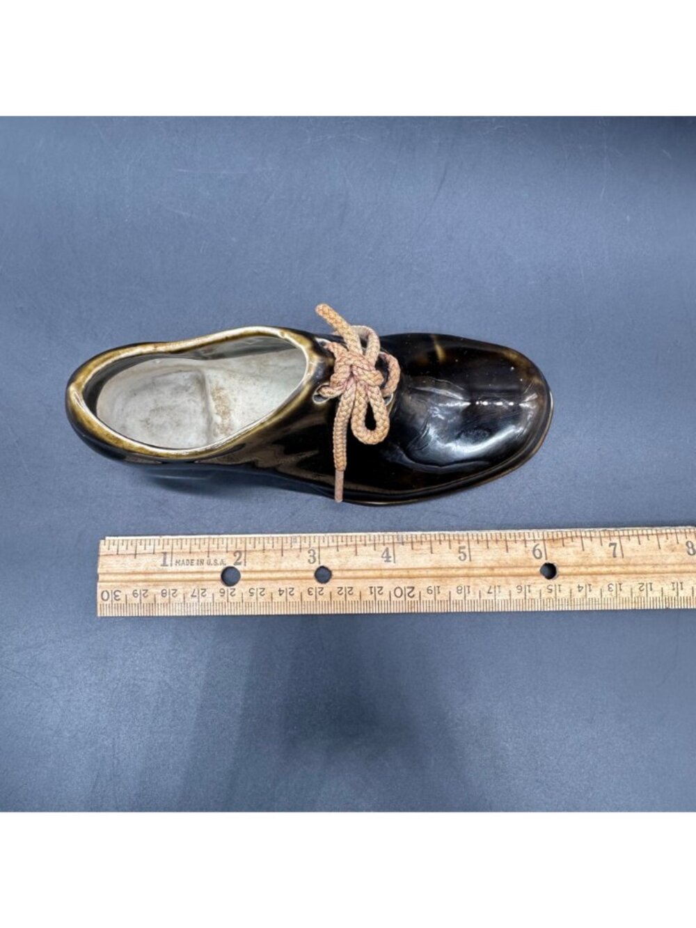 Antique Oxford Shoe Figurines German Brown Ceramic Circa Planters Trinket Dishes - Picture 13 of 13